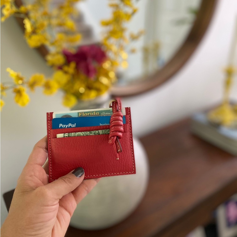 Mini Leather Wallet 💯 Colombian Leather RED, BLUE, YELLOW, NUDE, NEW